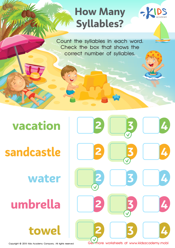 How Many Syllables Worksheet Answer Key