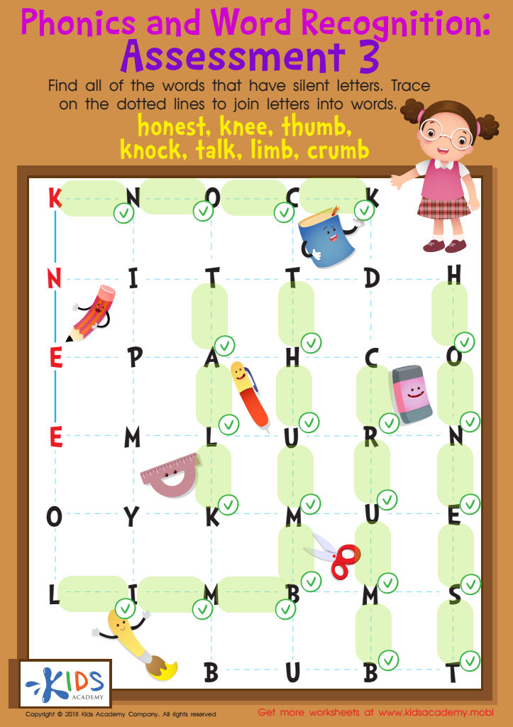Phonics and Word Recognition: Assessment 3 Worksheet Answer Key