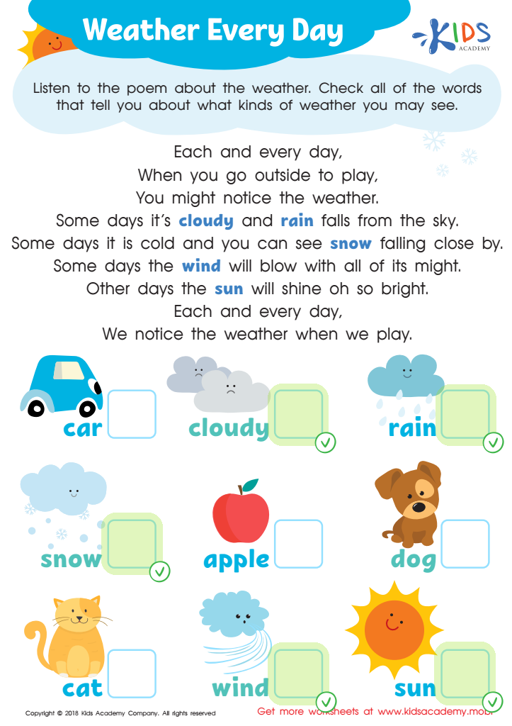 Weather Every Day Worksheet Answer Key