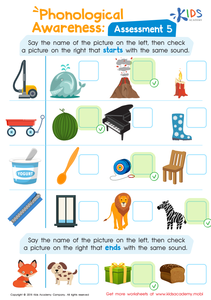 Phonological Awareness: Assessment 5 Worksheet Answer Key