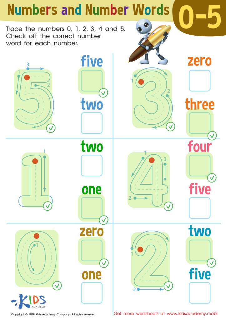 Numbers and Number Words Worksheet Answer Key