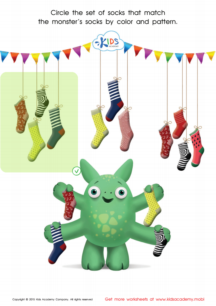 Connecting the Monster's Socks Printable Answer Key