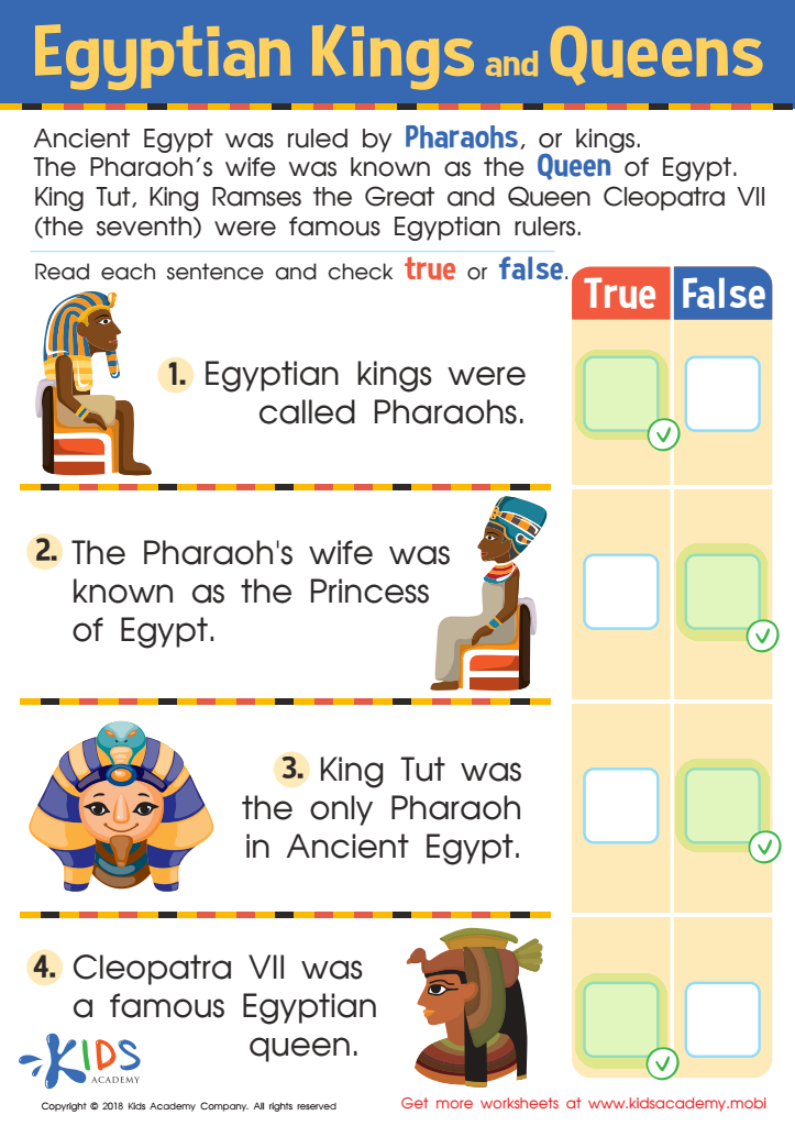 Egyptian Kings and Queens Worksheet Answer Key