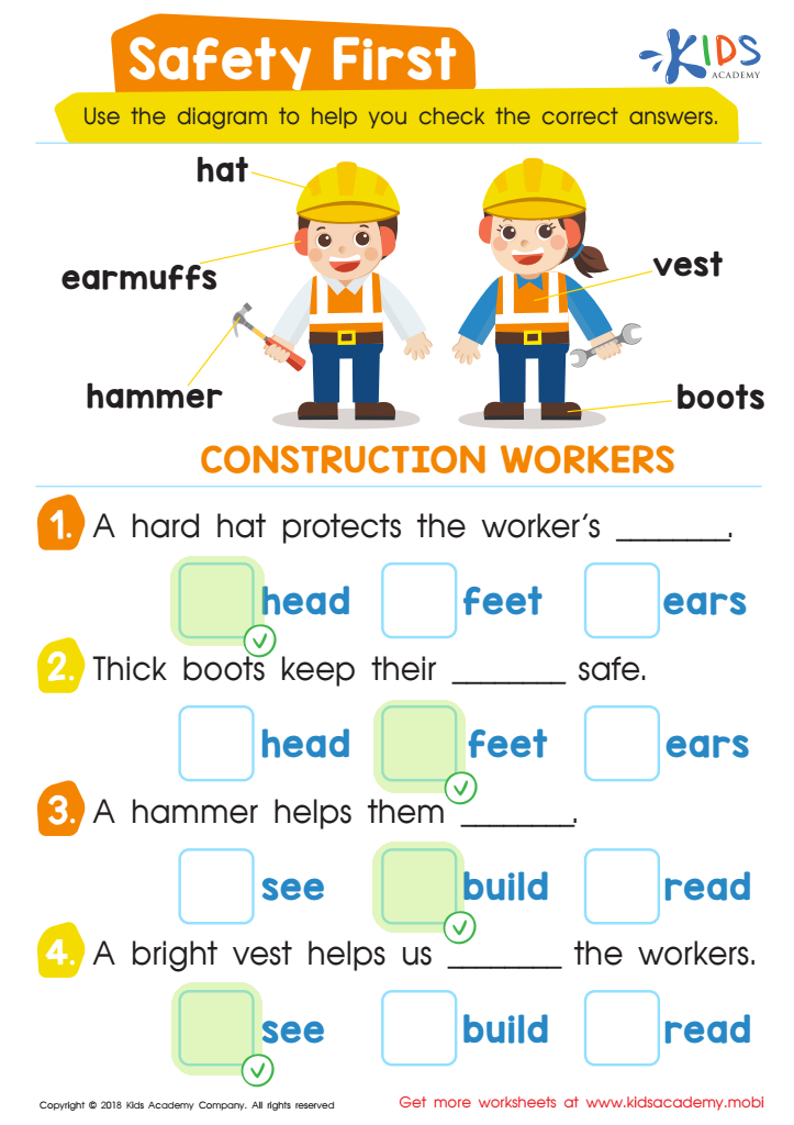 Safety First Worksheet Answer Key