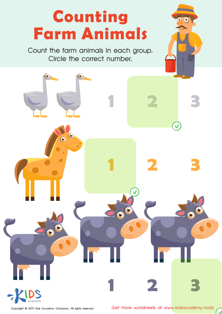 Counting Farm Animals Worksheet Answer Key