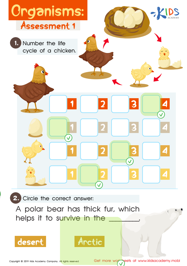 Organisms: Assessment 1 Worksheet Answer Key