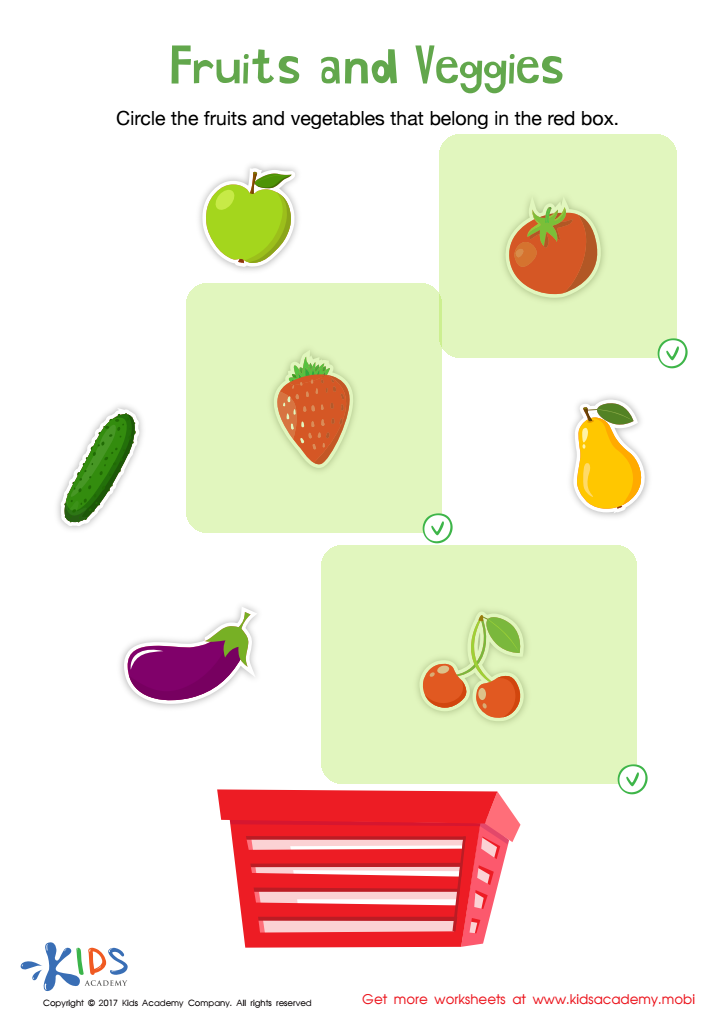 Classifying Fruits and Veggies by Color Sorting Worksheet Answer Key