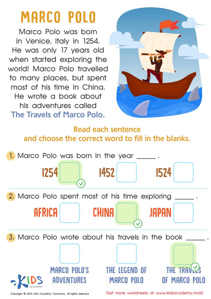 Marco Polo Worksheet Answer Key