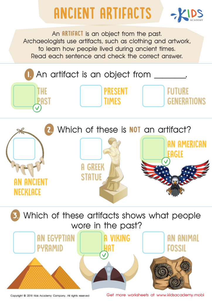 Ancient Artifacts Worksheet Answer Key