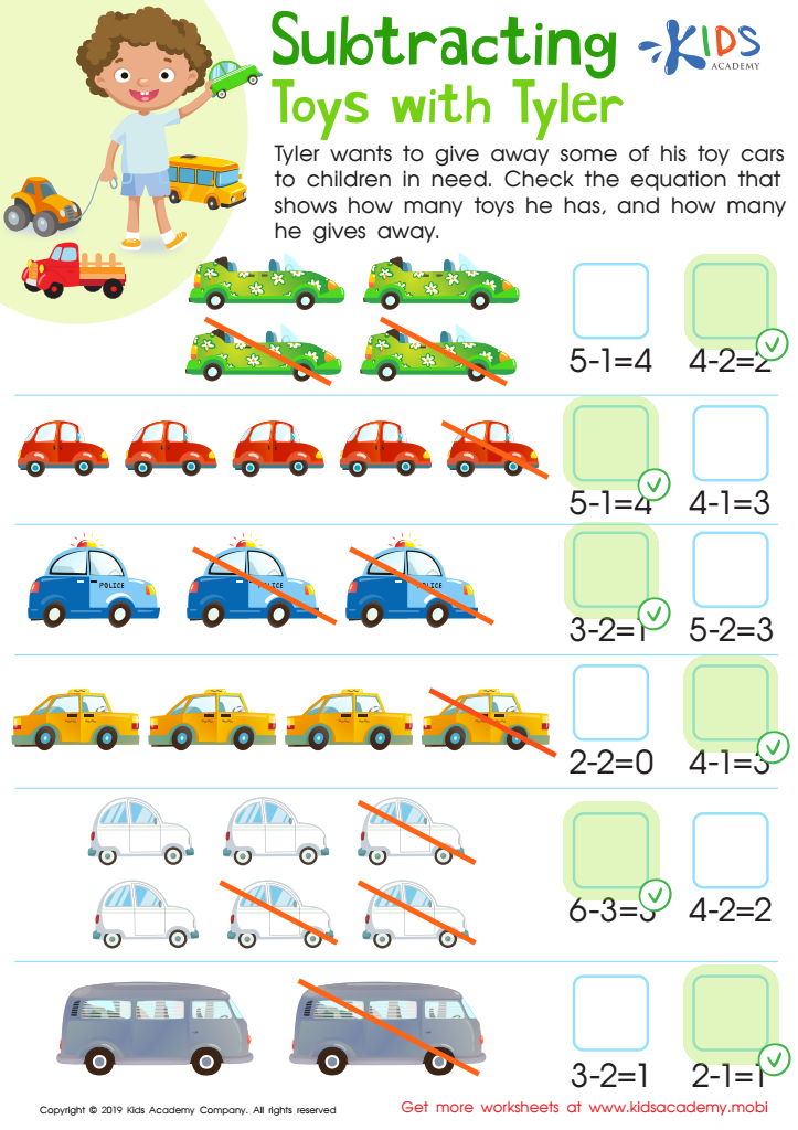 Subtracting Toys with Tyler Worksheet Answer Key