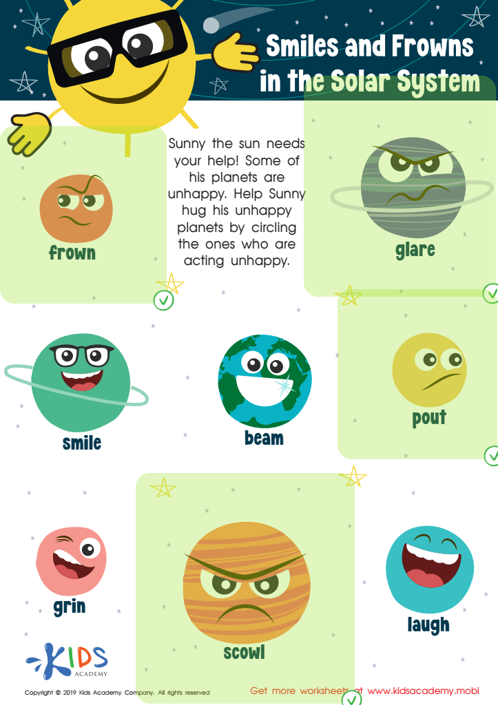 Smile and Frowns in the Solar System Worksheet Answer Key