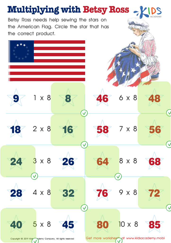 Multiplying with Betsy Ross Worksheet Answer Key