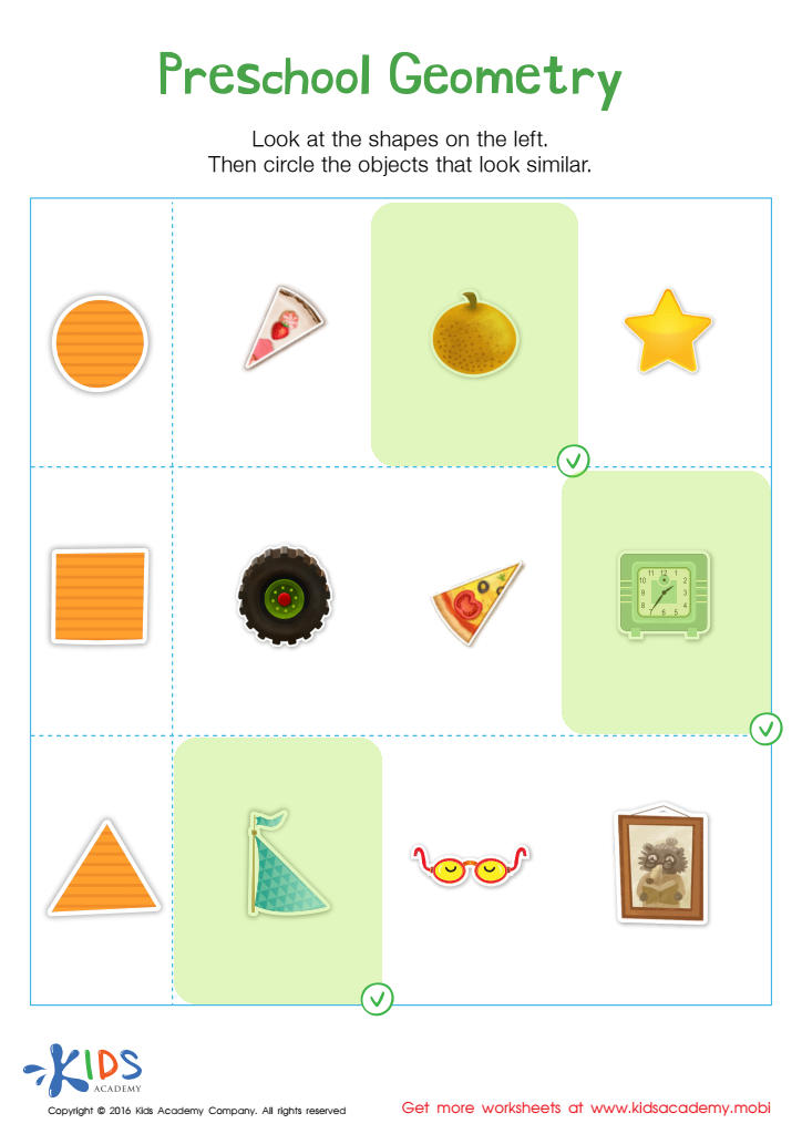 Preschool Geometry Match Up Worksheet Answer Key