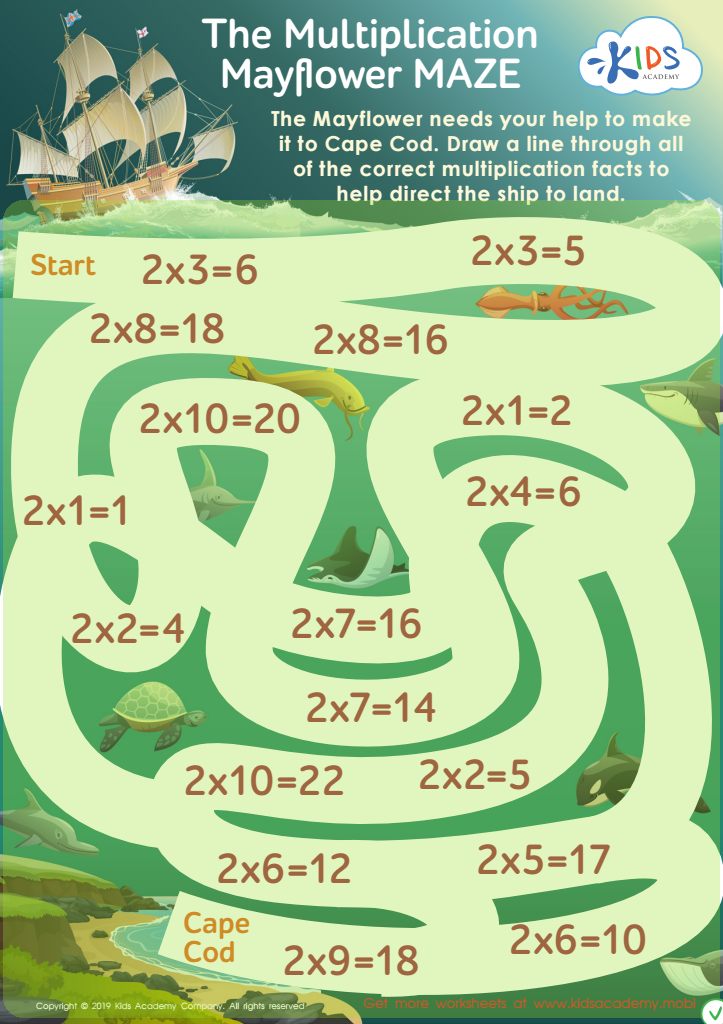 The Multiplication Mayflower Maze Worksheet Answer Key