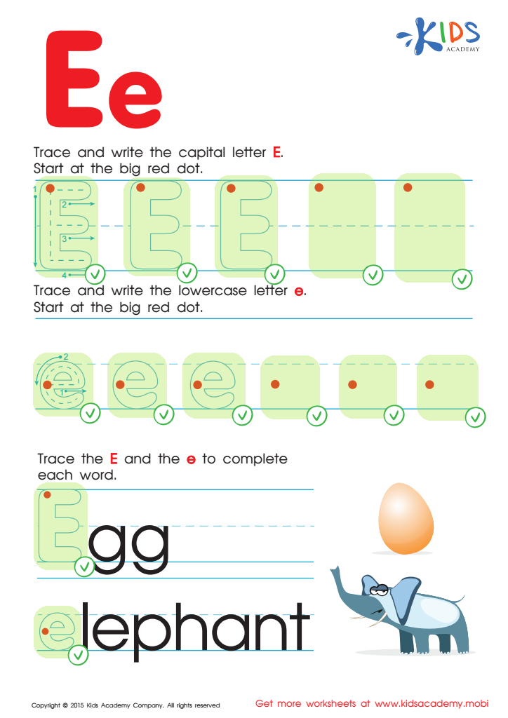 Letter E Tracing Page Answer Key