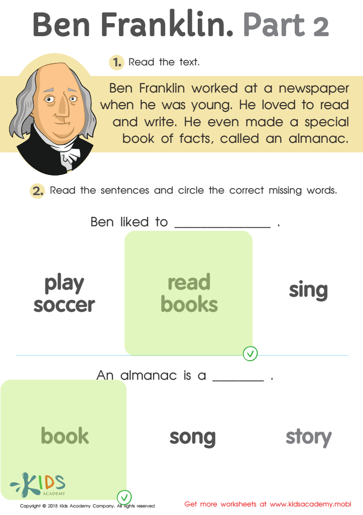 Ben Franklin Part 2 Worksheet Answer Key