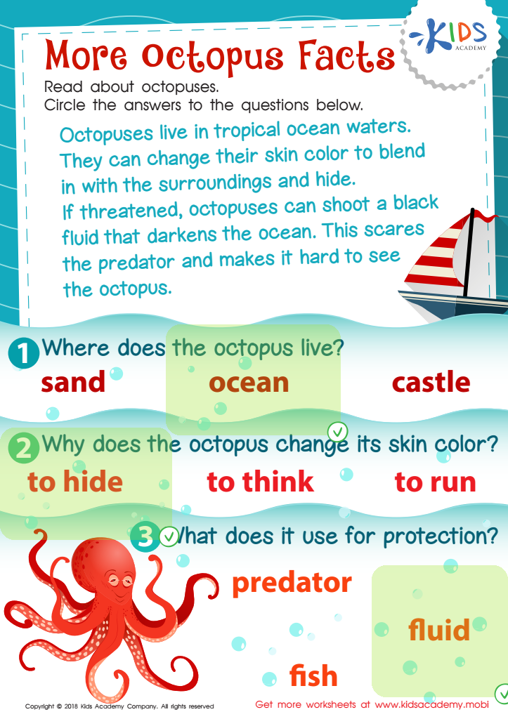 More Octopus Facts Worksheet Answer Key