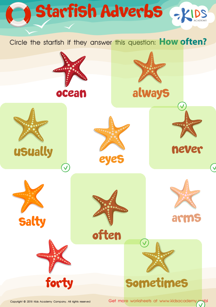Starfish Adverbs Worksheet Answer Key