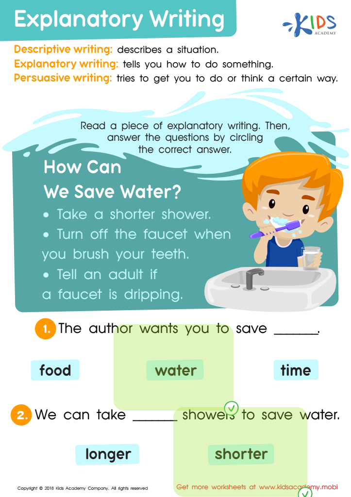 Explanatory Writing Worksheet For Kids Answers And Completion Rate