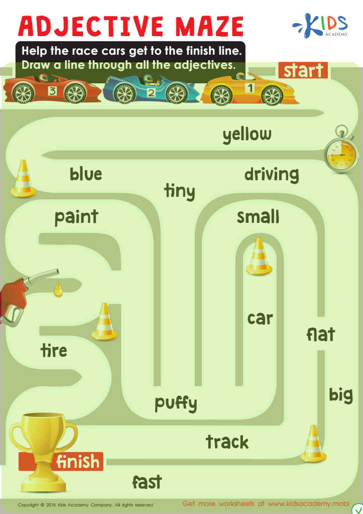 Adjective Maze Worksheet For Kids Answers And Completion Rate