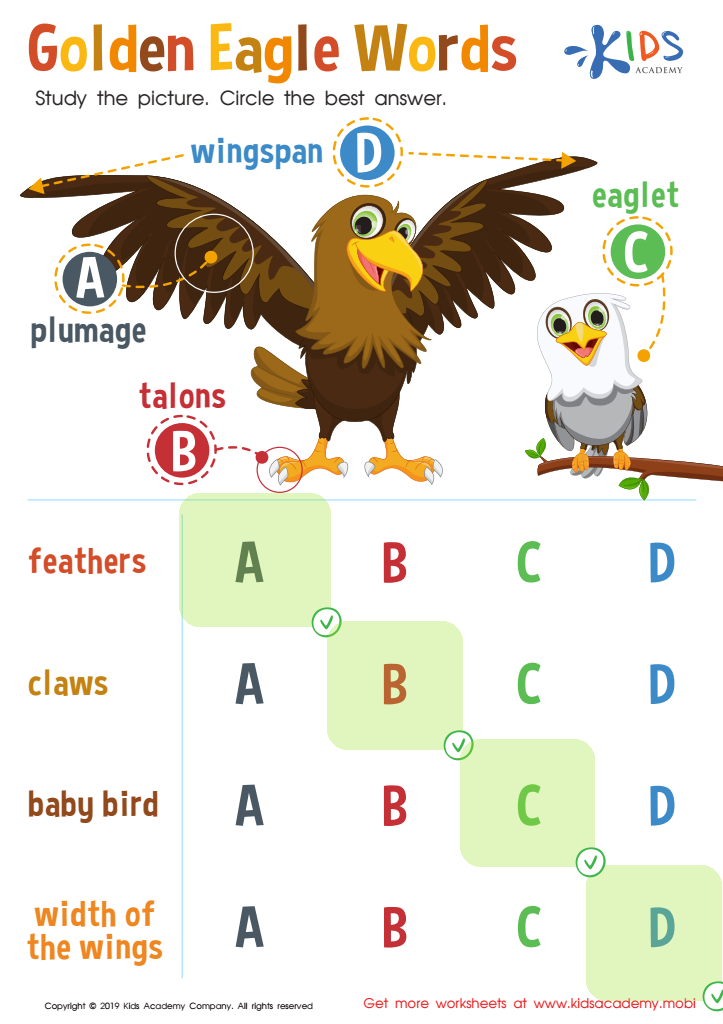 Golden Eagle Words Worksheet Answer Key