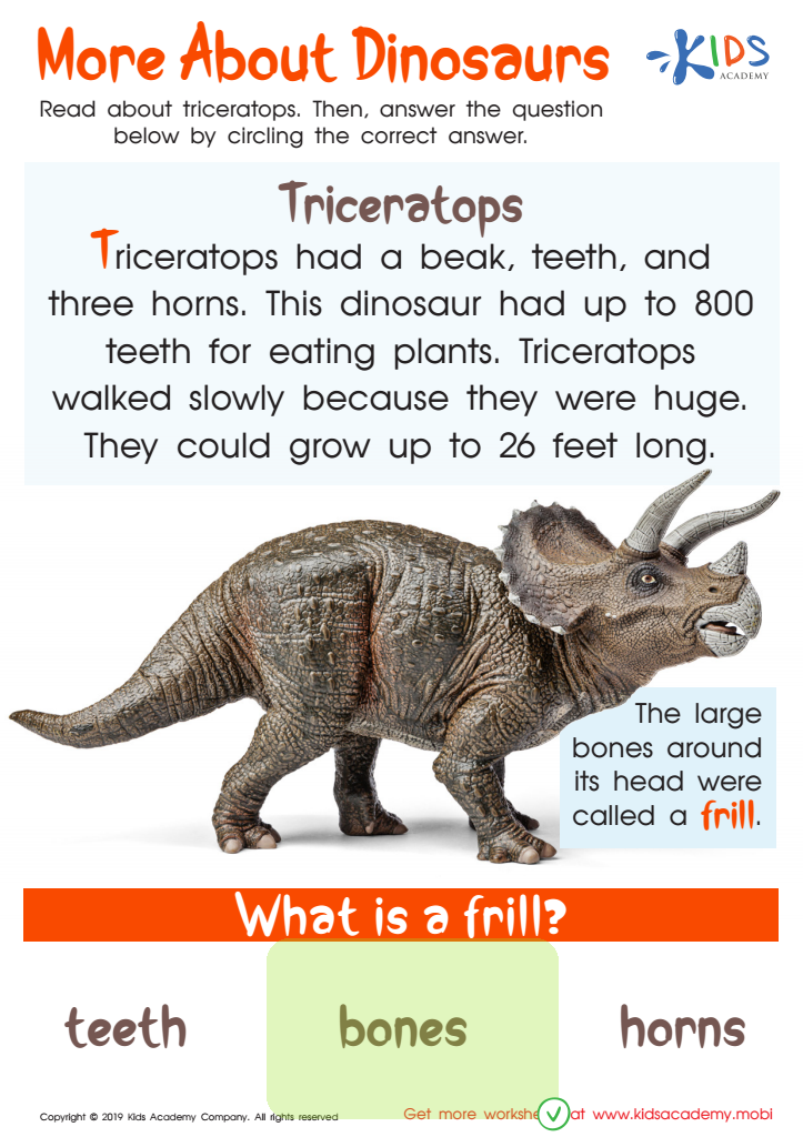 More About Dinosaurs Printable Worksheet Answer Key