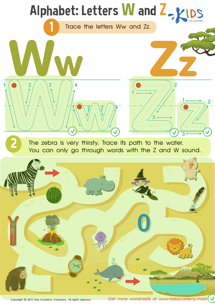 Letters W and Z Tracing Worksheet Answer Key
