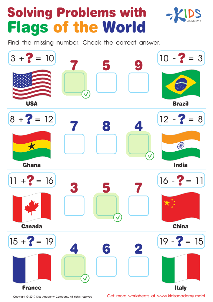 Solving Problems with Flags of the World Worksheet Answer Key