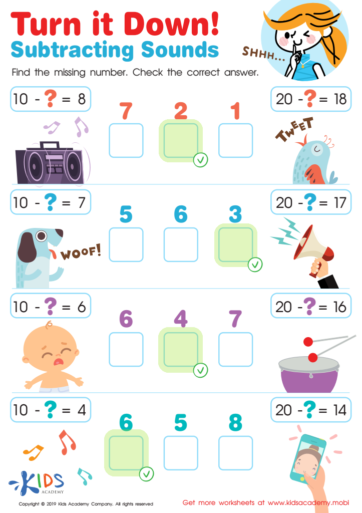 Turn It down! Subtracting Sounds Worksheet Answer Key