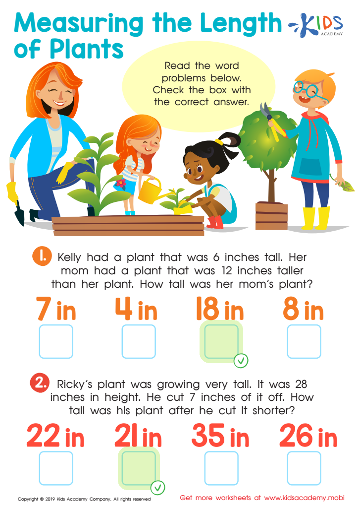 Measuring the Length of Plants Worksheet Answer Key