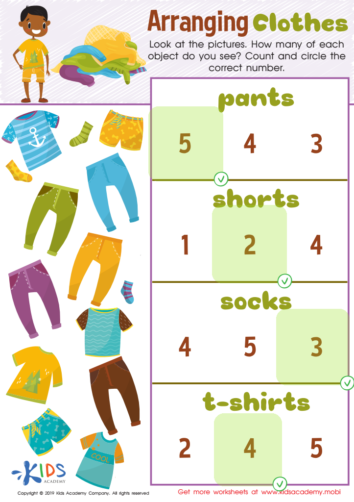 Arranging Clothes Worksheet Answer Key