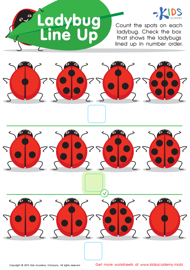 Ladybug Line Up Worksheet Answer Key