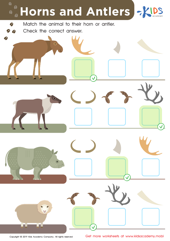Horns and Antlers Worksheet Answer Key