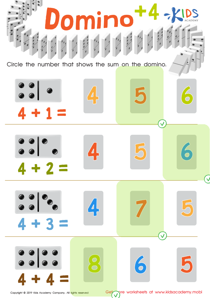Domino +4 Worksheet Answer Key