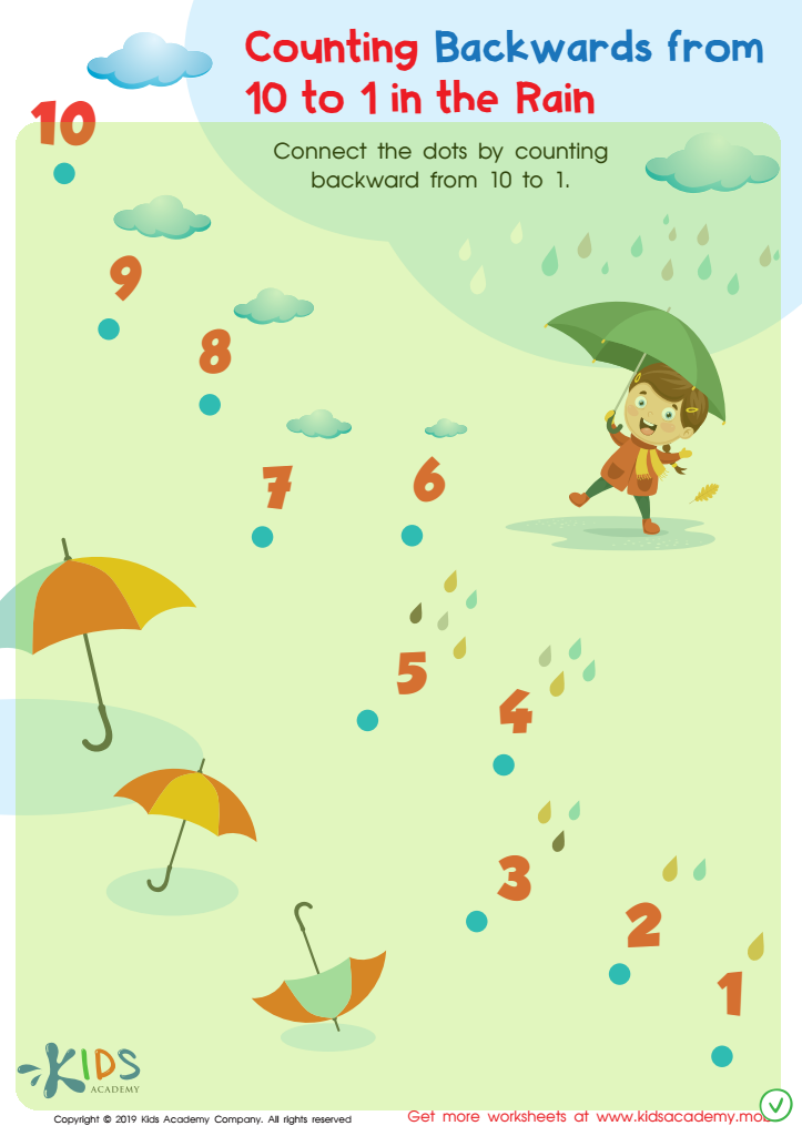 Counting Backwards from 10 to 1 in the Rain Worksheet Answer Key