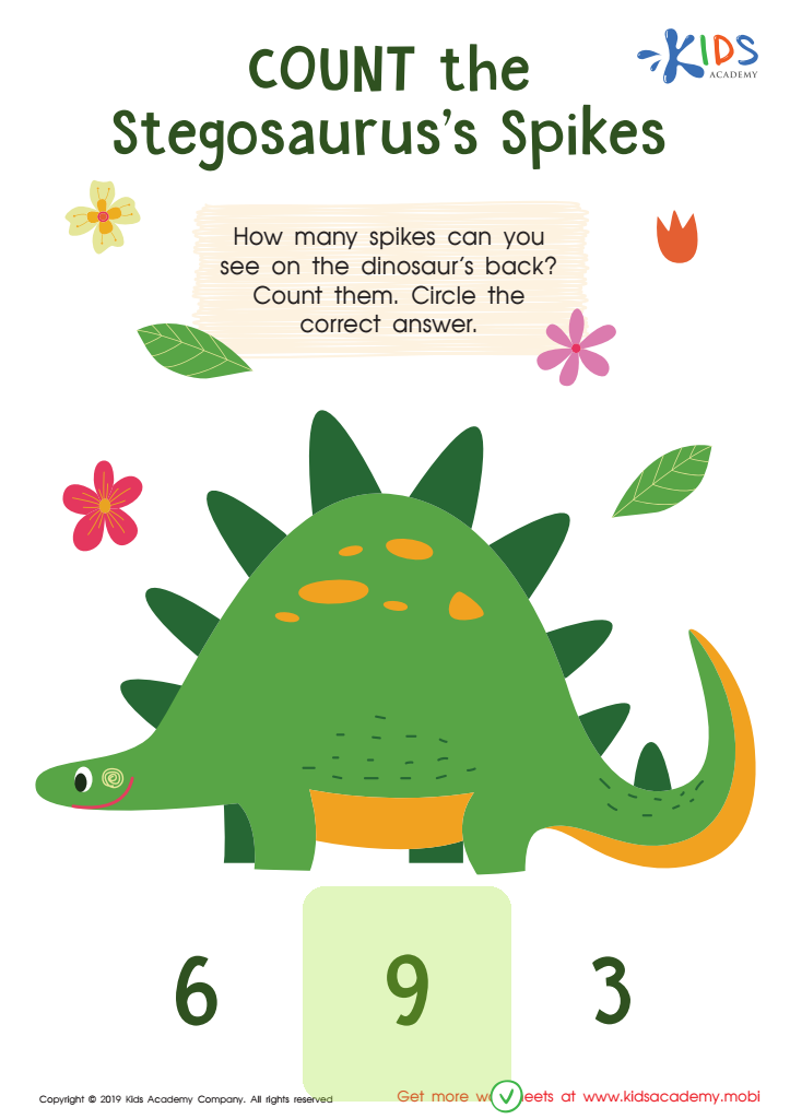 Count the Stegosaurus's Spikes Worksheet Answer Key