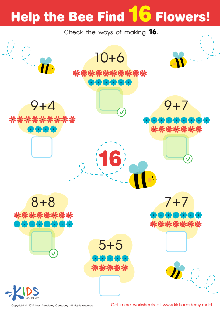 Help the Bee Find 16 Flowers Worksheet Answer Key
