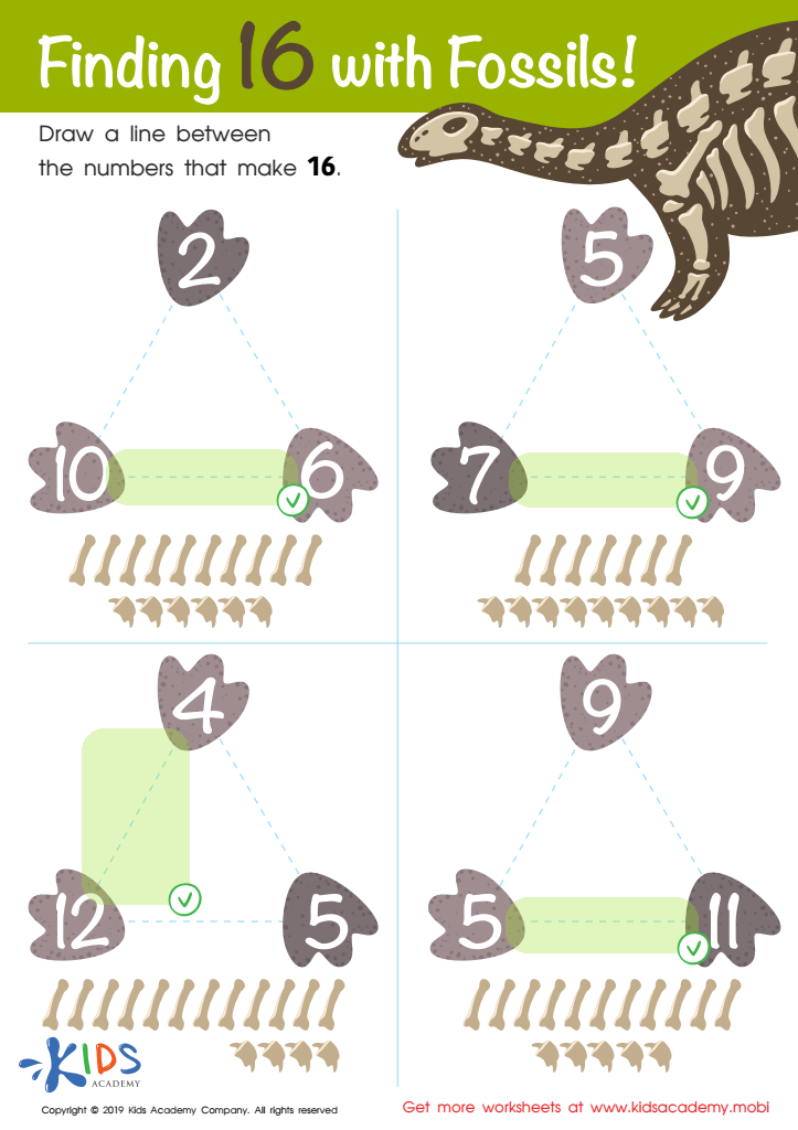 Finding 16 With Fossils Worksheet for kids Answers and Completion Rate
