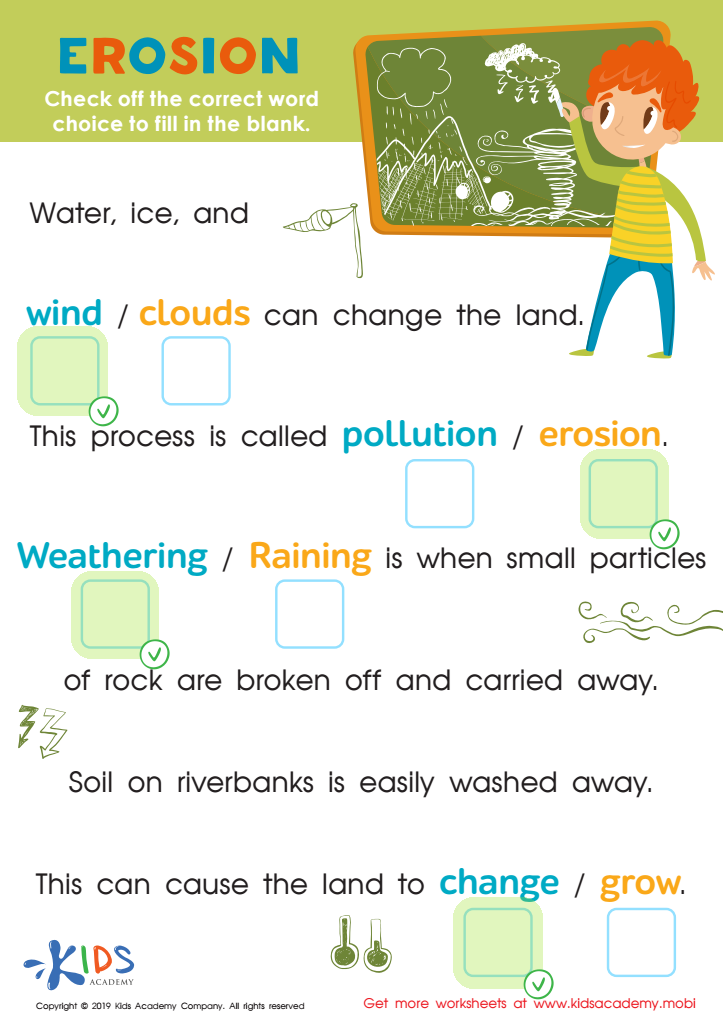 Erosion Worksheet For Kids Answers And Completion Rate