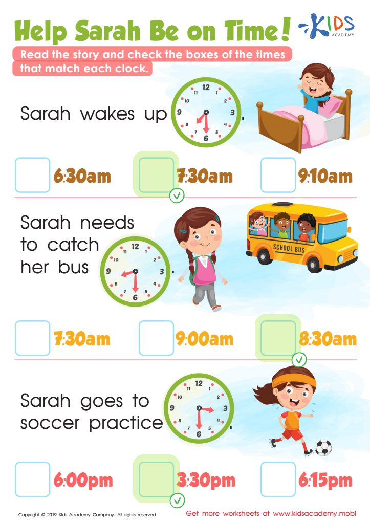 Help Sarah Be on Time! Worksheet Answer Key