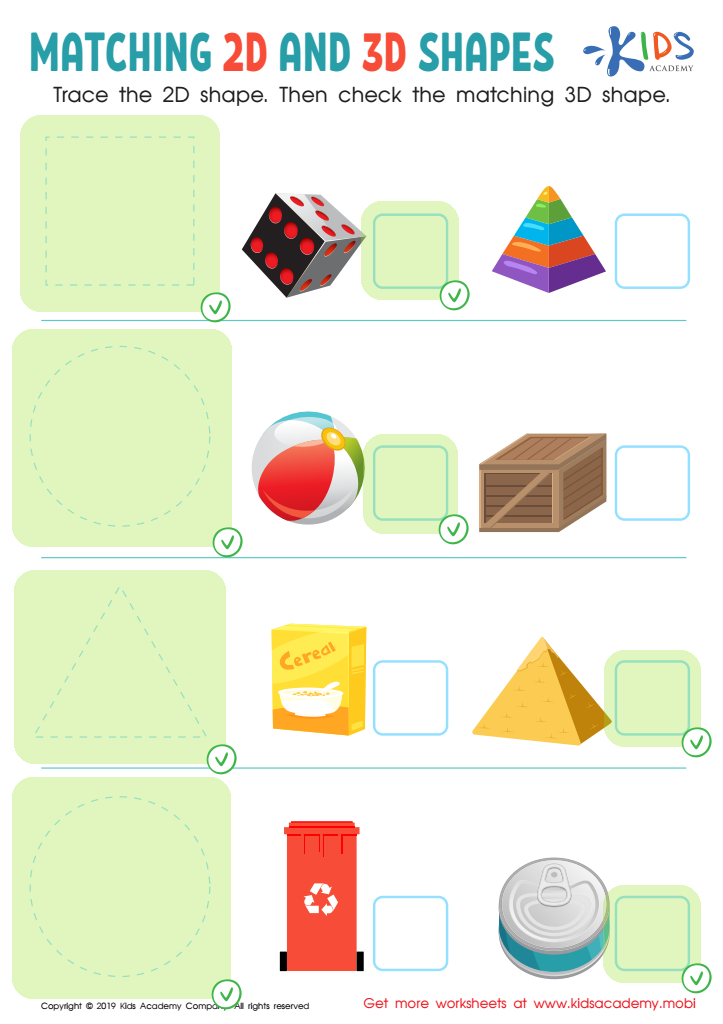 Matching 2D and 3D Shapes Worksheet Answer Key