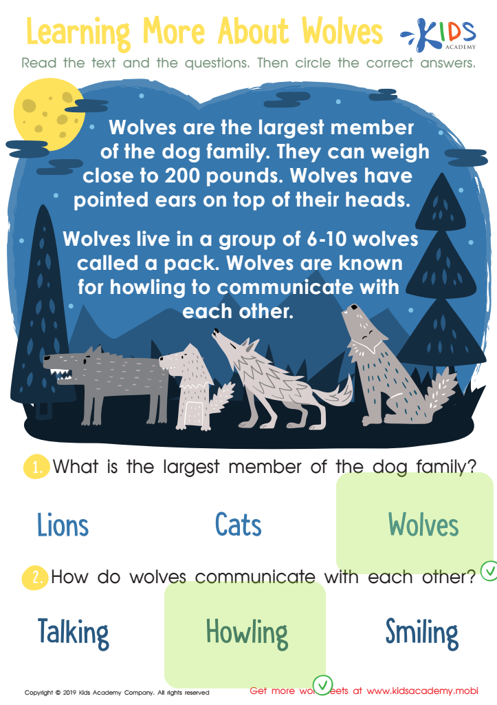 Learning More About Wolves Worksheet Answer Key