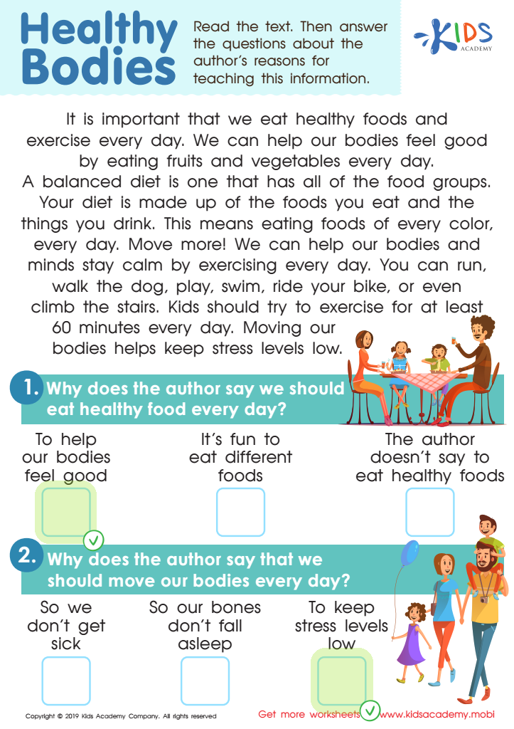 Healthy Bodies Worksheet Answer Key