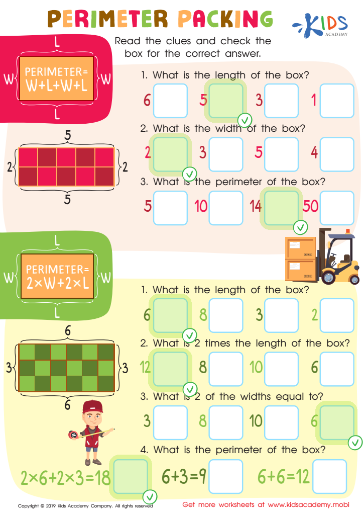 Perimeter Parking Worksheet For Kids Answers And Completion Rate