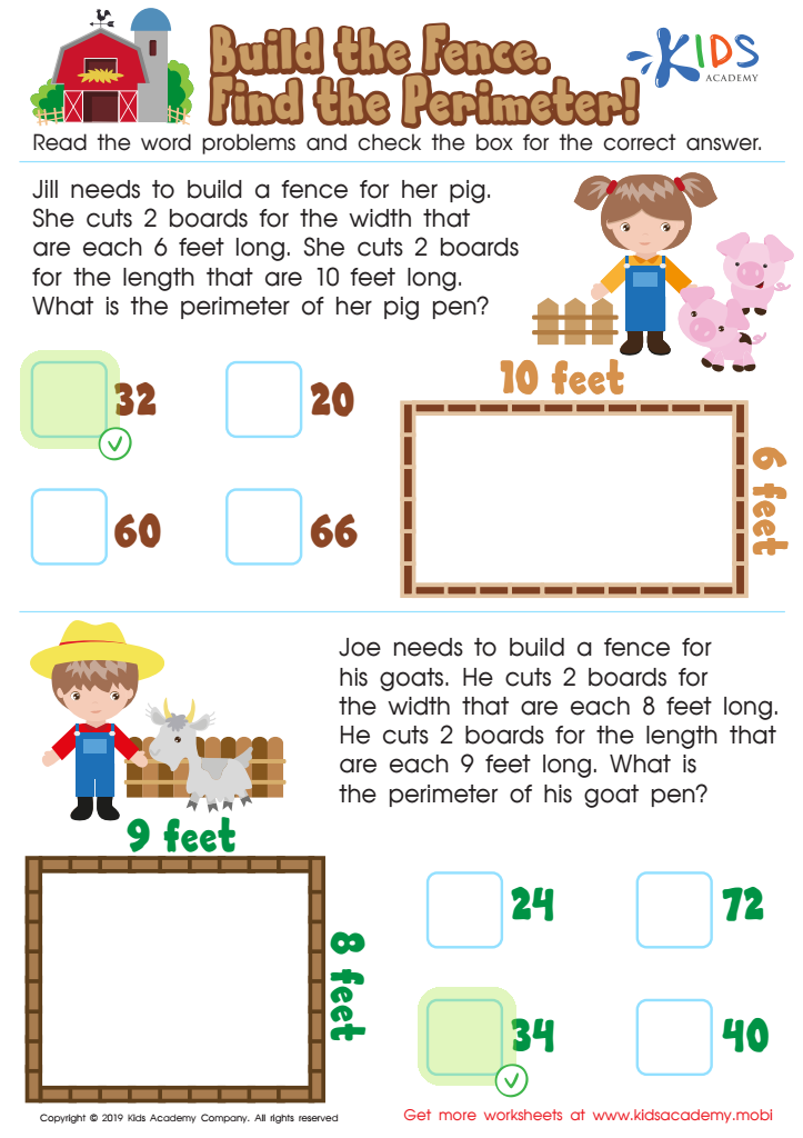 Build the Fence, Find the Perimeter Worksheet Answer Key