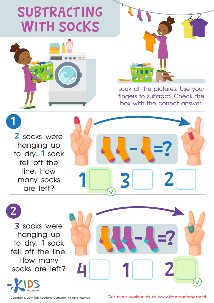 Subtracting Socks Worksheet Answer Key