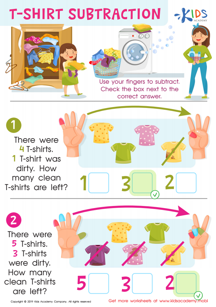 T-shirt Subtraction Worksheet Answer Key