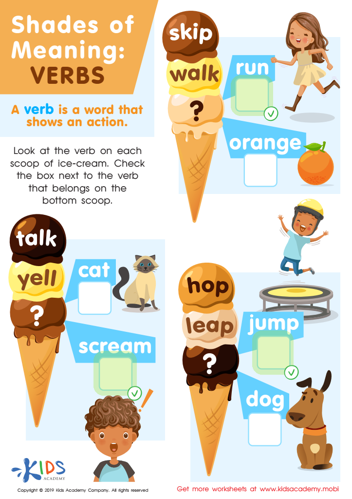 Shades of Meaning: Verbs Worksheet Answer Key