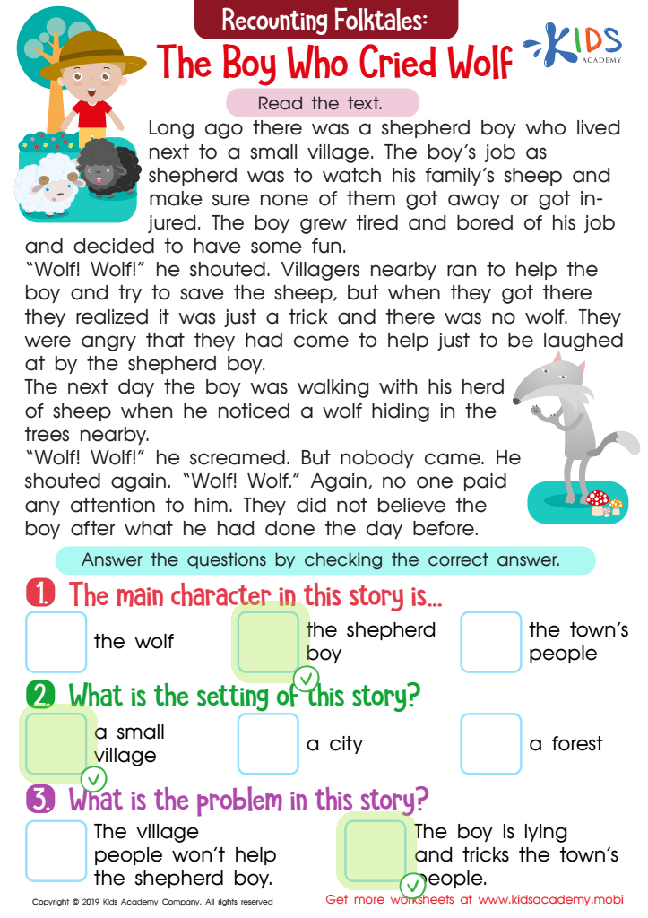The Boy Who Cried Wolf Part 1 Worksheet Answer Key