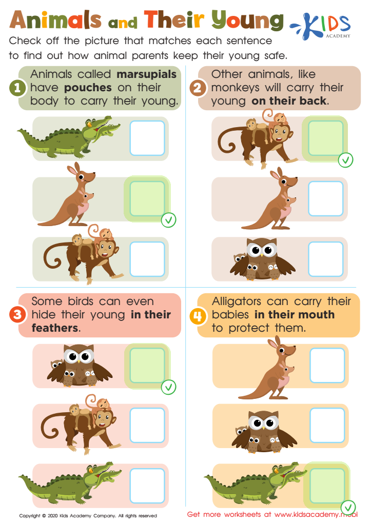 Animals and Their Young Worksheet Answer Key